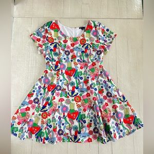 Current Mood Dollskill Size XL White Rainbow Mushrooms psychadelic skater Dress